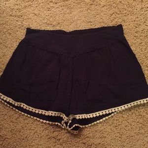 Navy Blue Shorts with Lace Trim